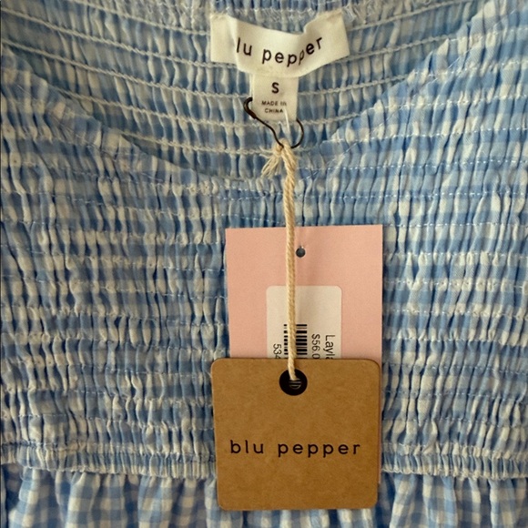 Blu Pepper Light Blue Gingham Mini Dress - Picture 2 of 5